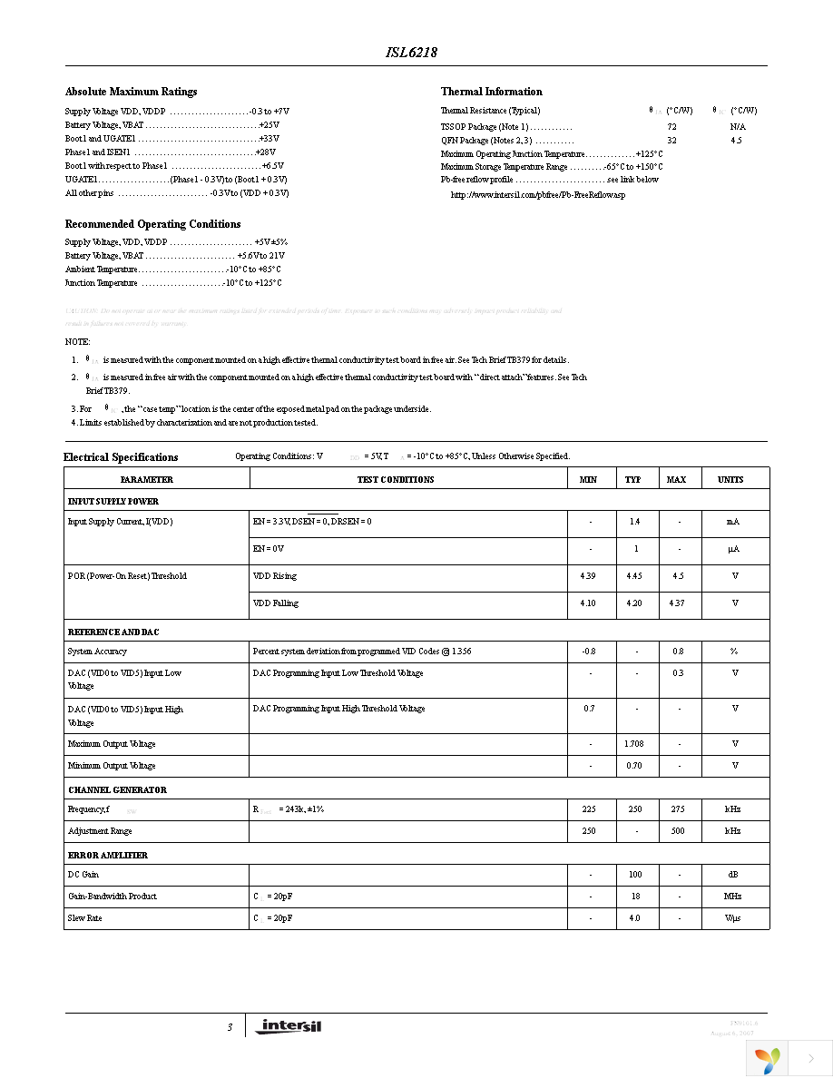 ISL6218CVZ Page 3