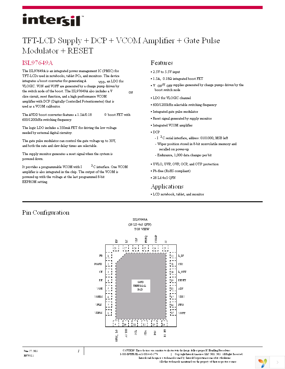 ISL97649AIRZ-T Page 1