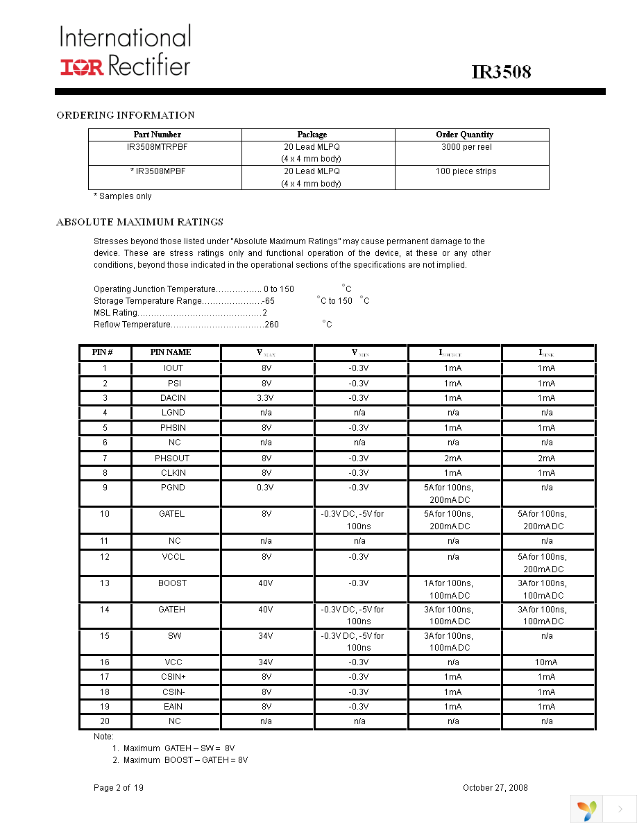 IR3508MTRPBF Page 2