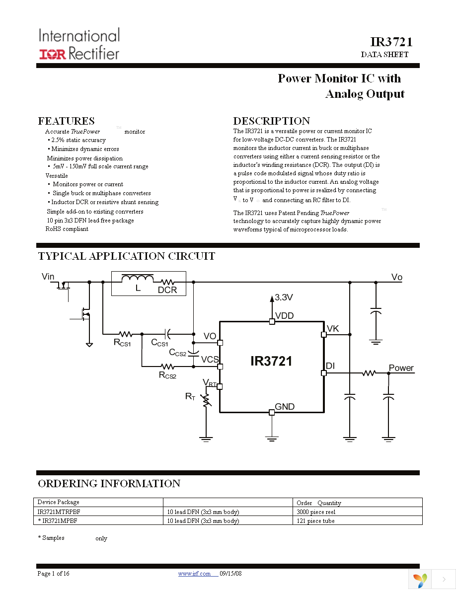 IR3721MTRPBF Page 1