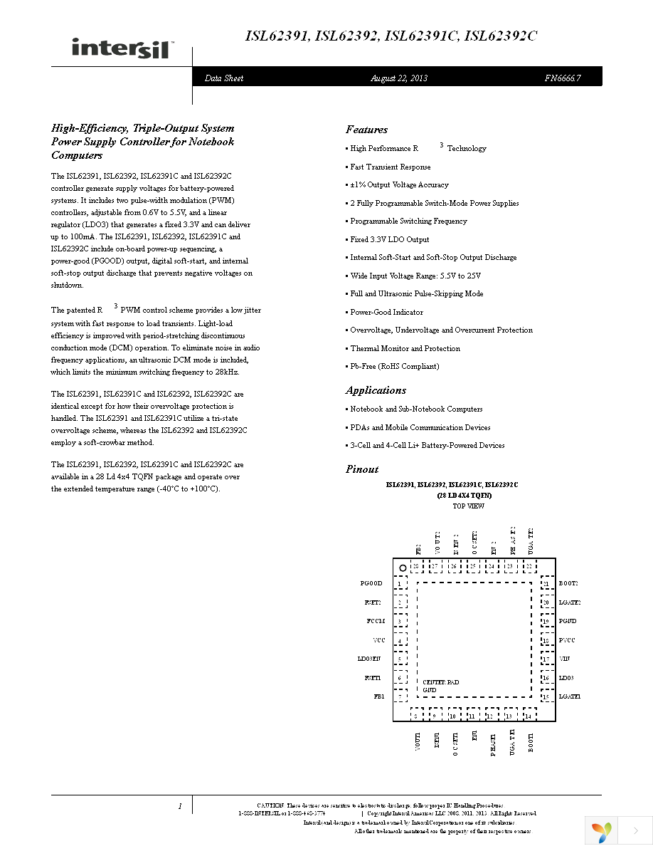 ISL62391IRTZ Page 1