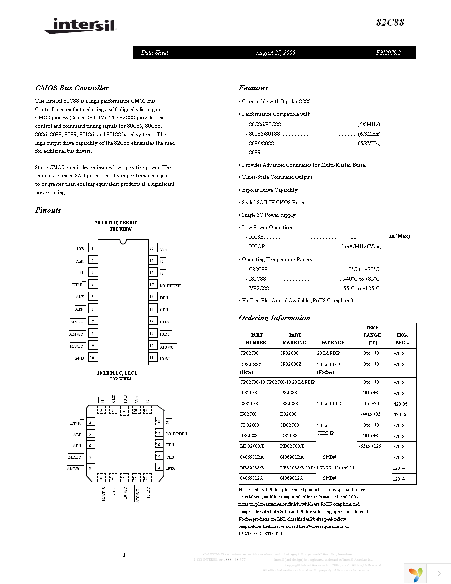 CP82C88Z Page 1