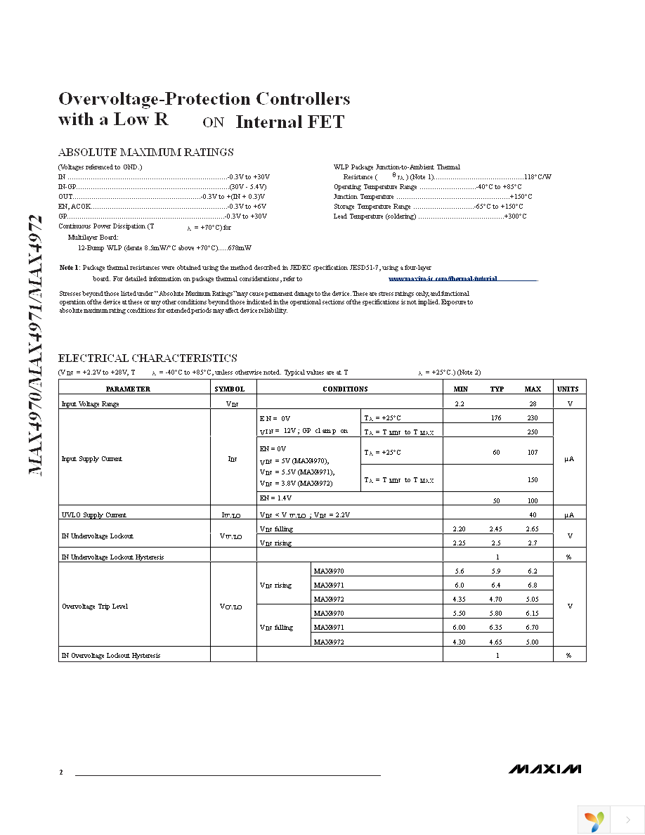 MAX4970EWC+T Page 2