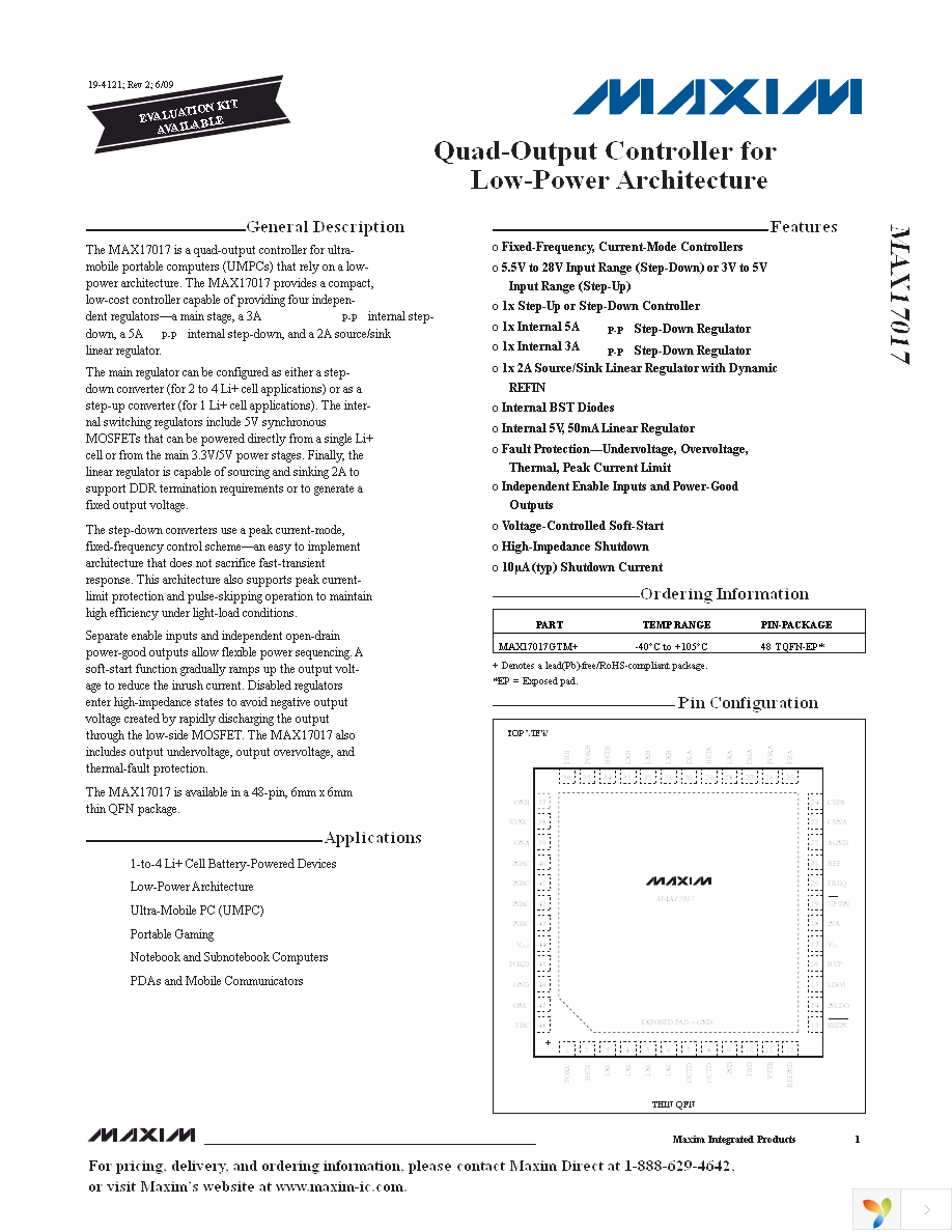 MAX17017GTM+T Page 1