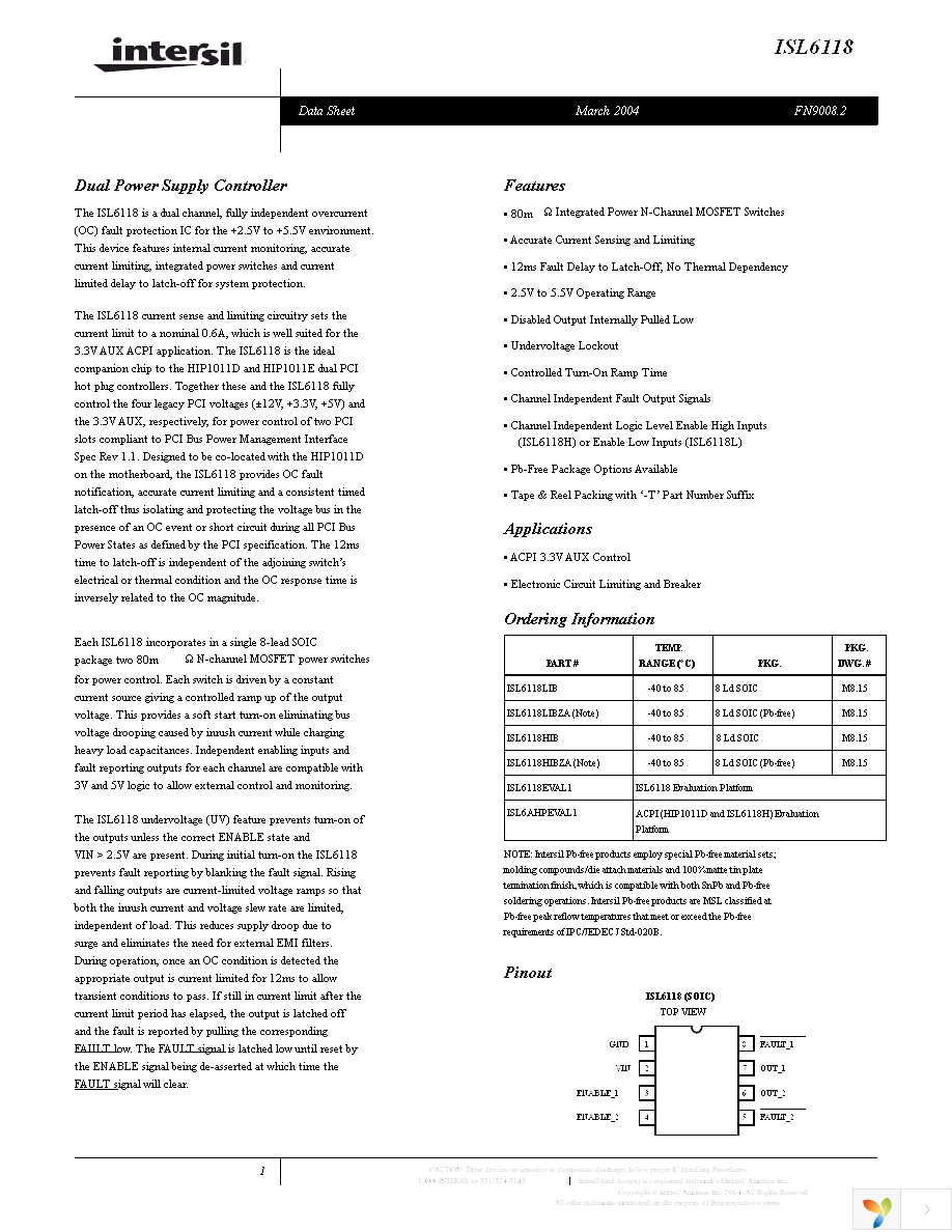 ISL6118HIBZA Page 1