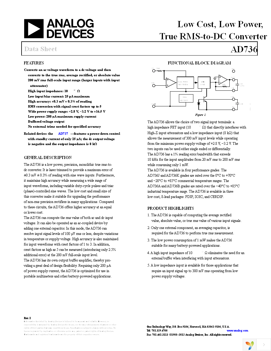 AD736ARZ Page 1