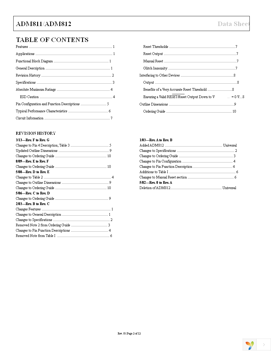 ADM811LARTZ-REEL7 Page 2