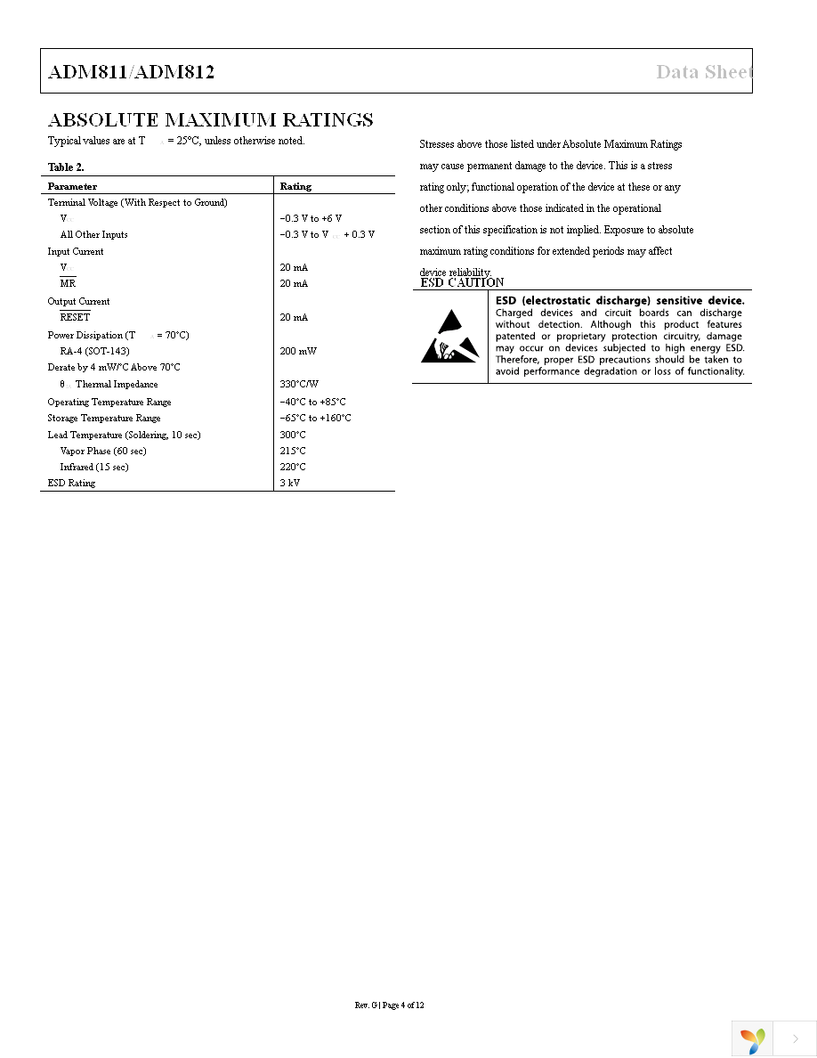 ADM811LARTZ-REEL7 Page 4