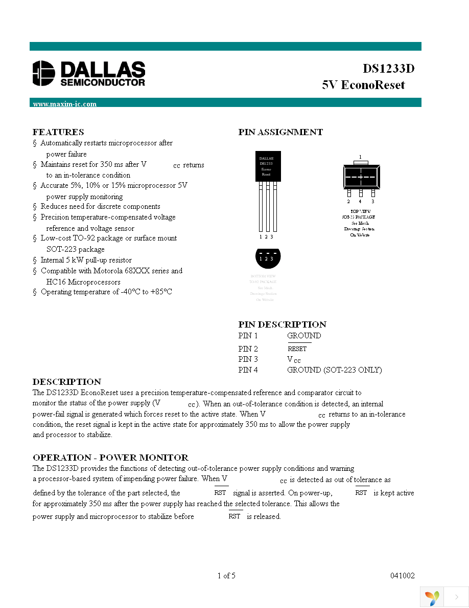 DS1233D-10+T&R Page 1