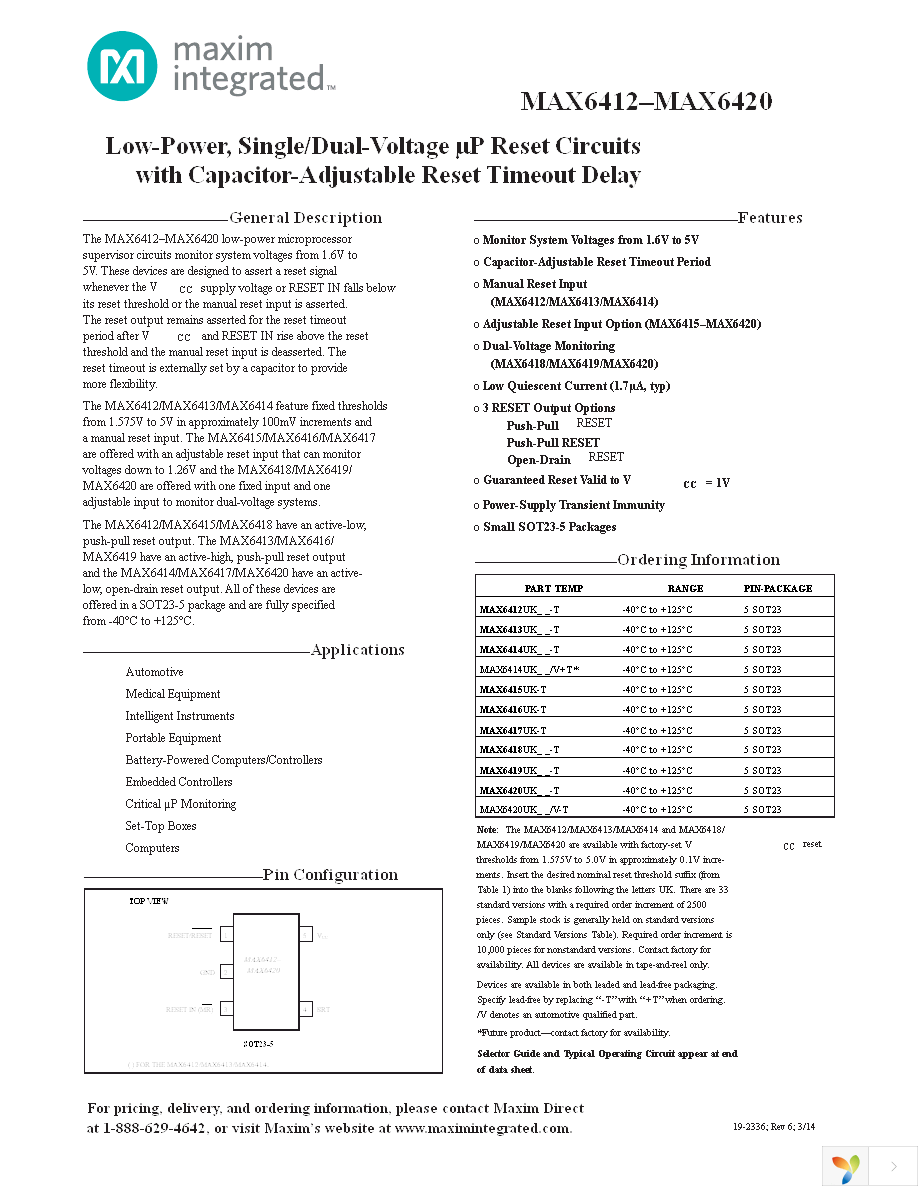 MAX6412UK22+T Page 1