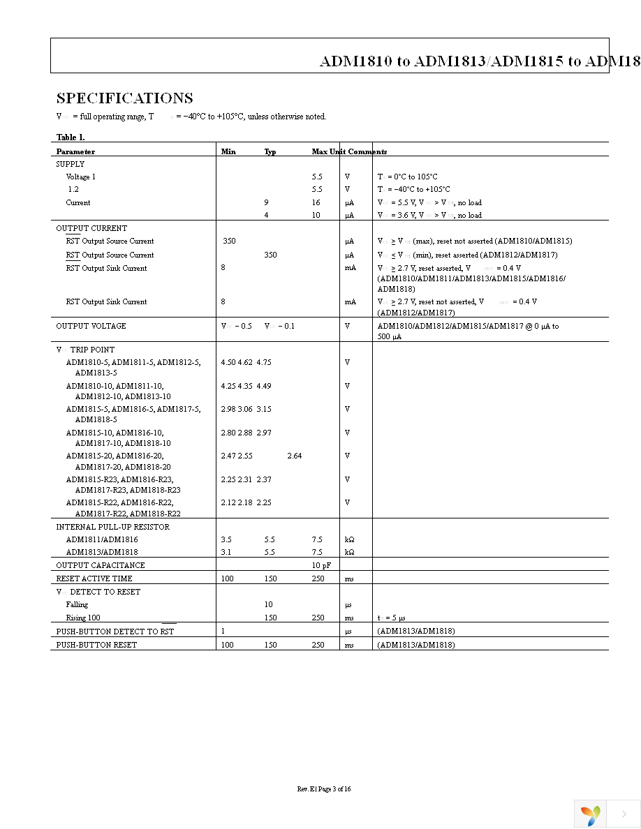 ADM1818-10ARTZ-RL7 Page 3