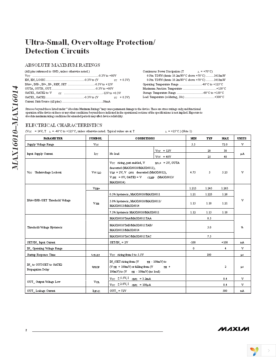 MAX16013TT+T Page 2