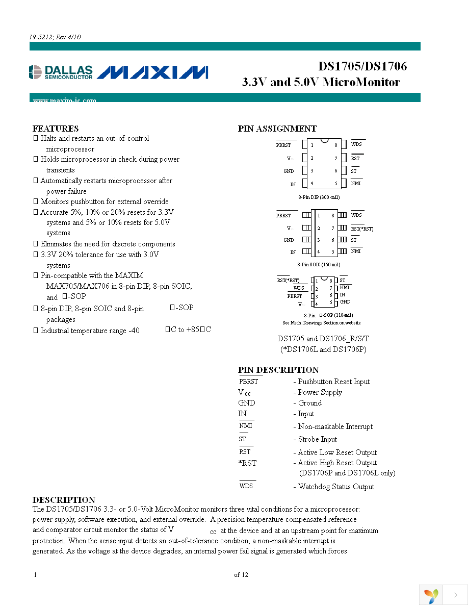 DS1706TESA+ Page 1