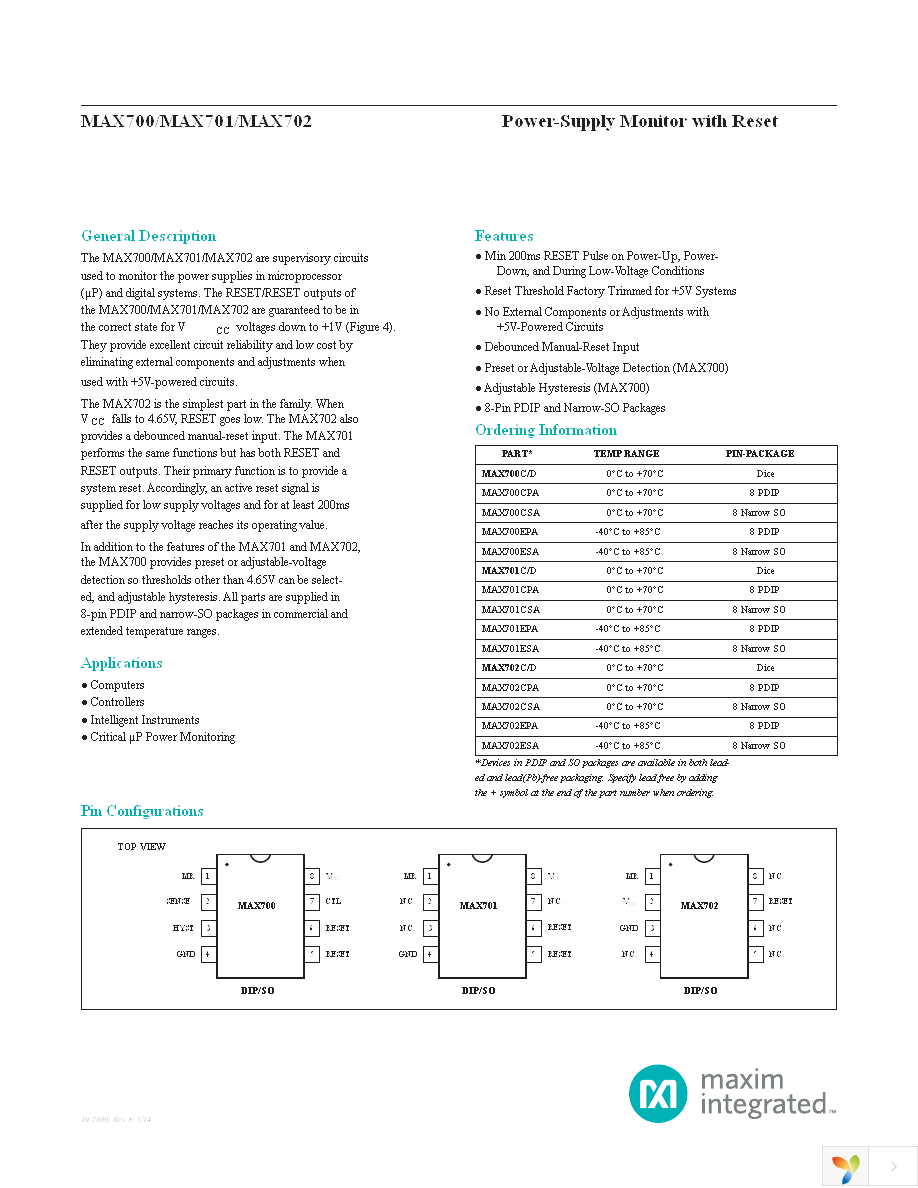 MAX700CPA+ Page 1