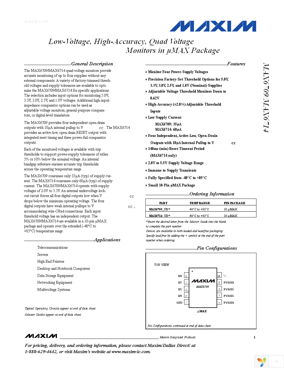 MAX6714DUB+ Page 1