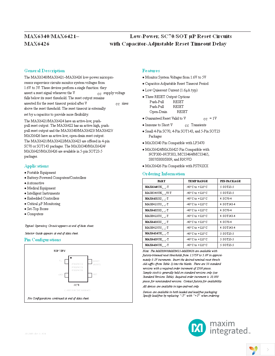 MAX6425UK22+T Page 1