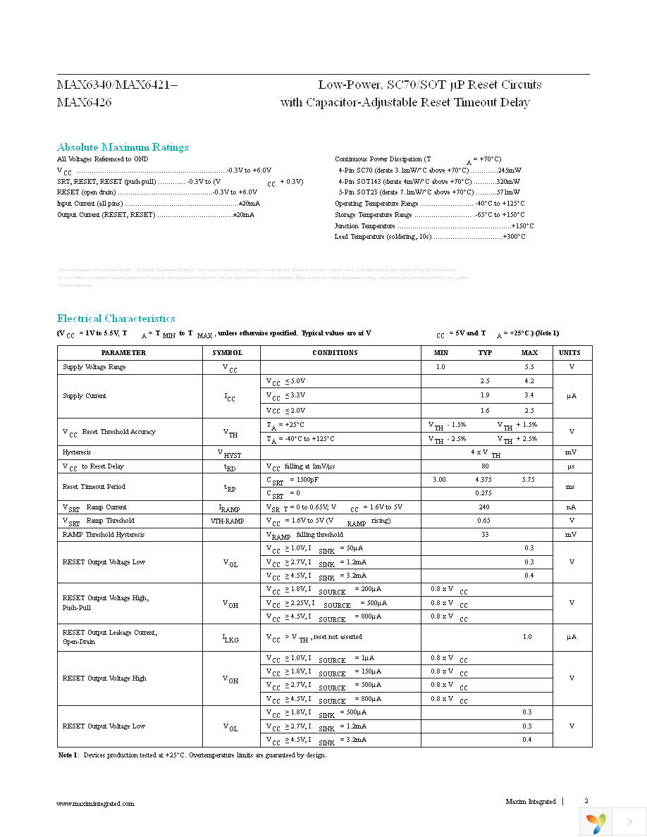 MAX6425UK22+T Page 2