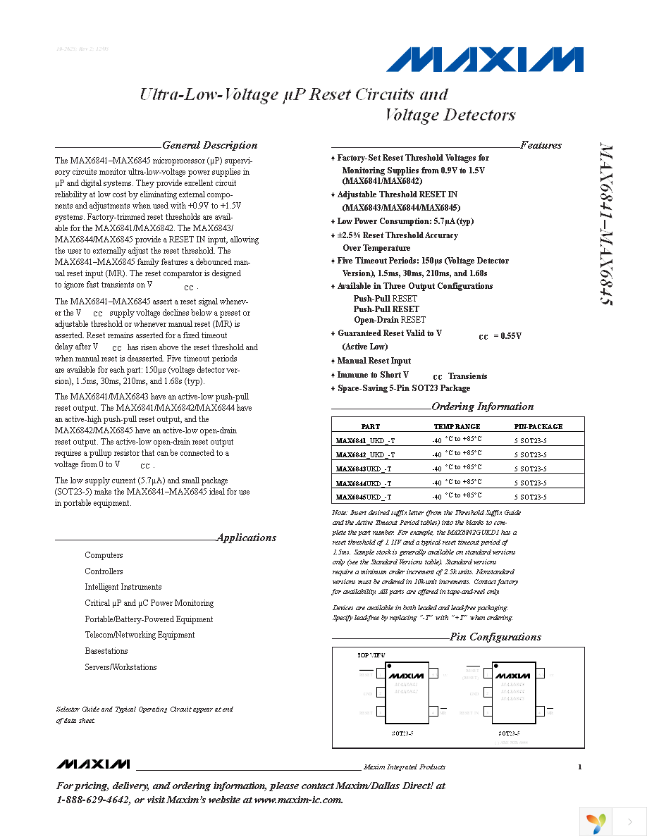 MAX6845UKD3+T Page 1