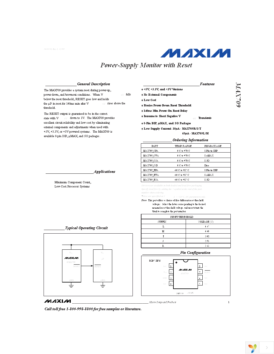 MAX709LCSA+ Page 1