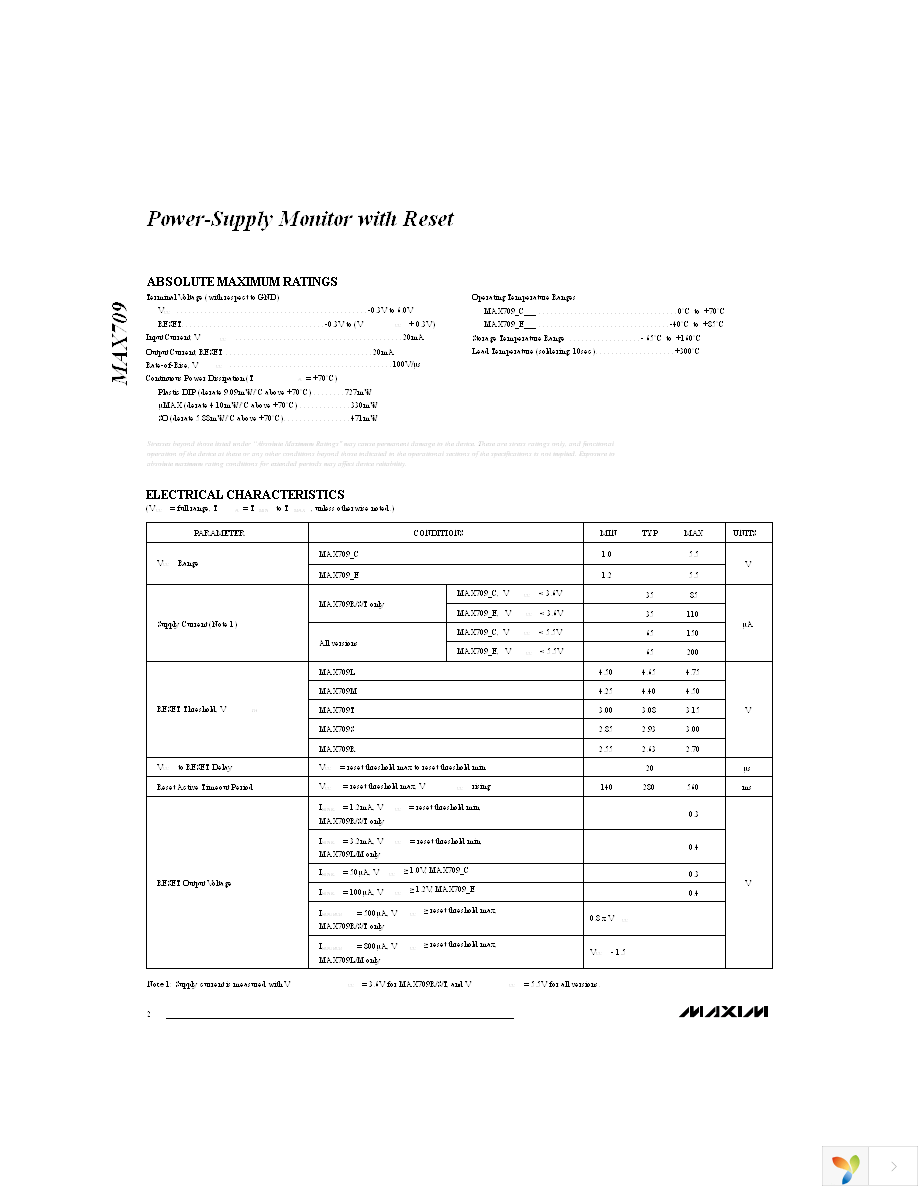 MAX709LCSA+ Page 2