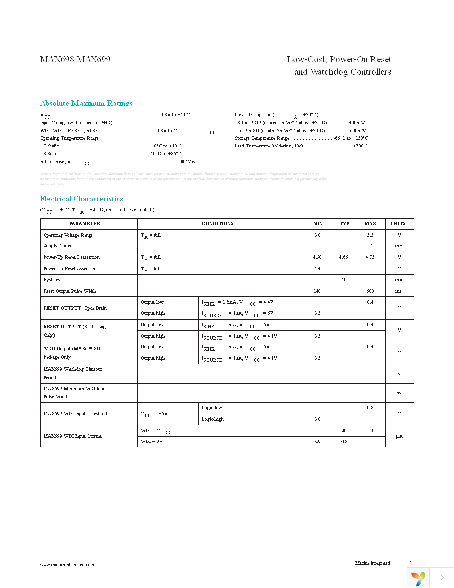 MAX699CPA+ Page 2