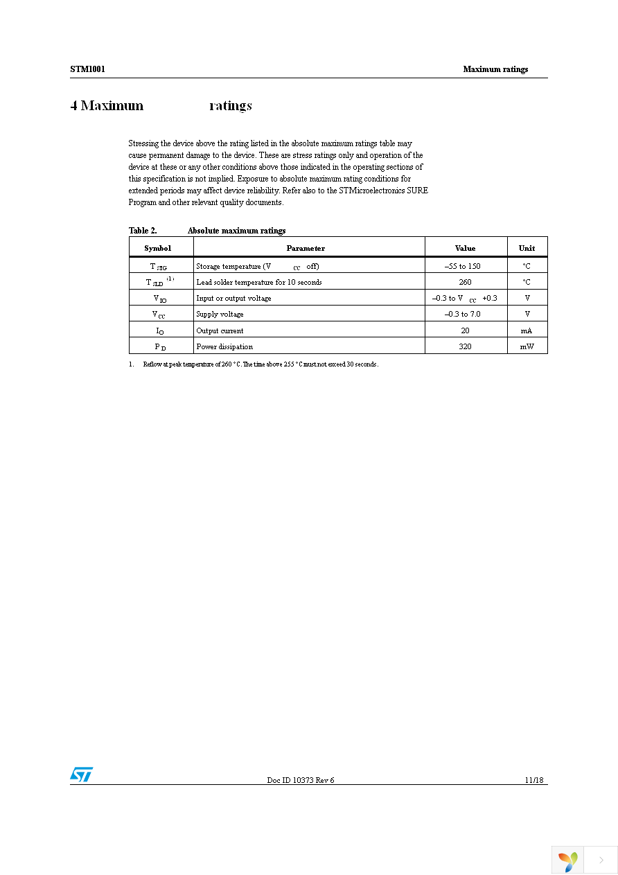 STM1001SWX6F Page 11