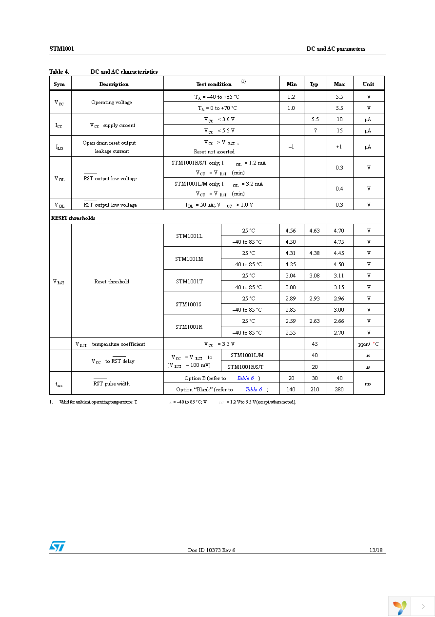 STM1001SWX6F Page 13