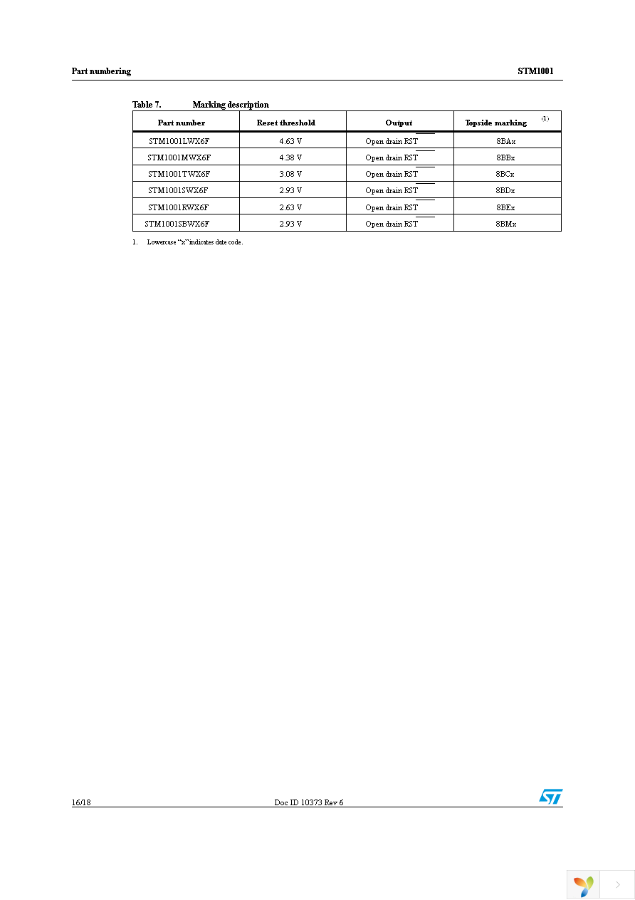 STM1001SWX6F Page 16