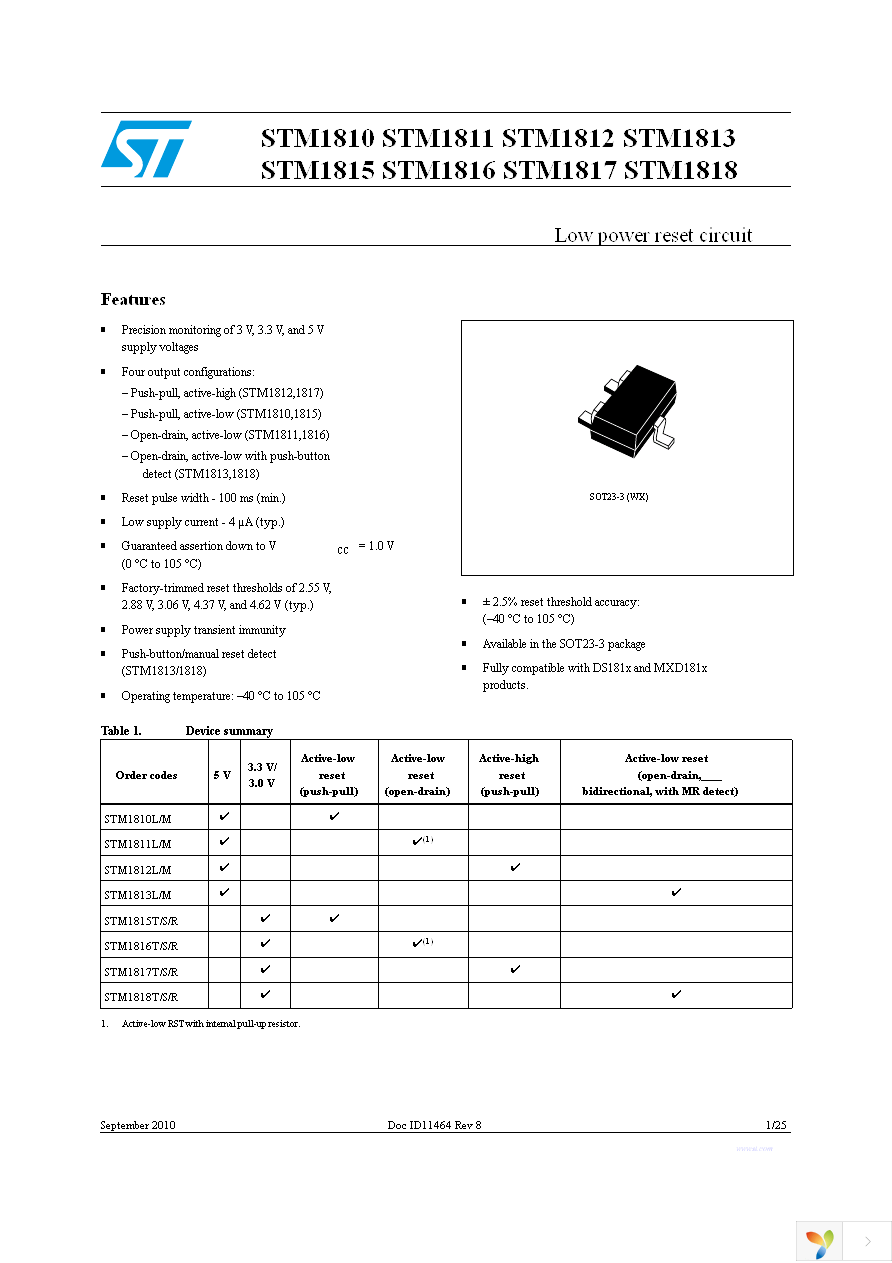 STM1816RWX7F Page 1