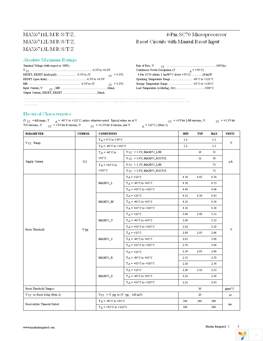 MAX6711TEXS+T Page 2