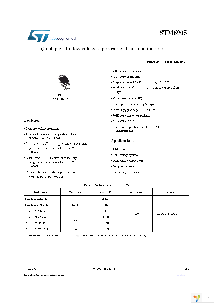 STM6905PWEDS6F Page 1