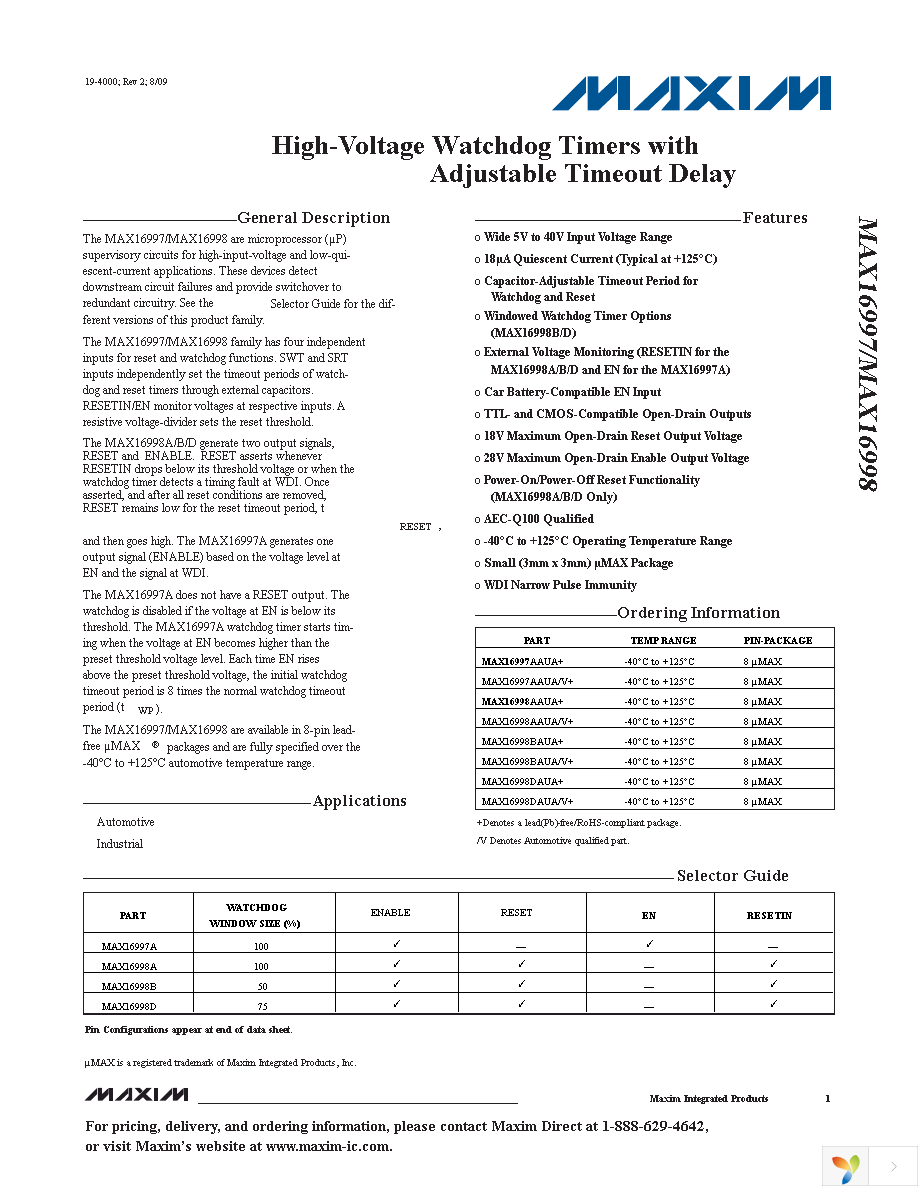 MAX16998AAUA+ Page 1