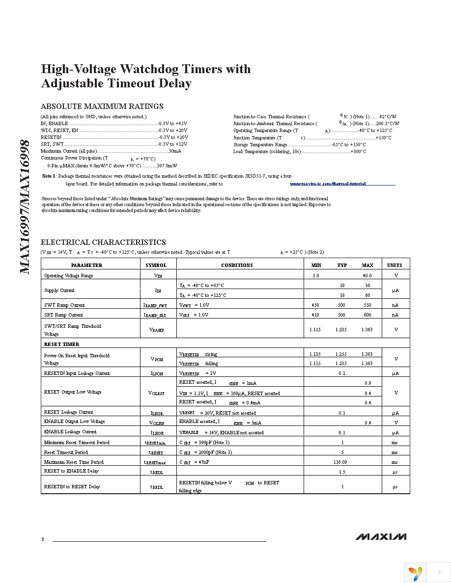 MAX16998AAUA+ Page 2