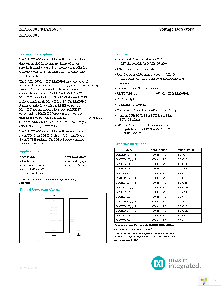 MAX6808UR46+T Page 1