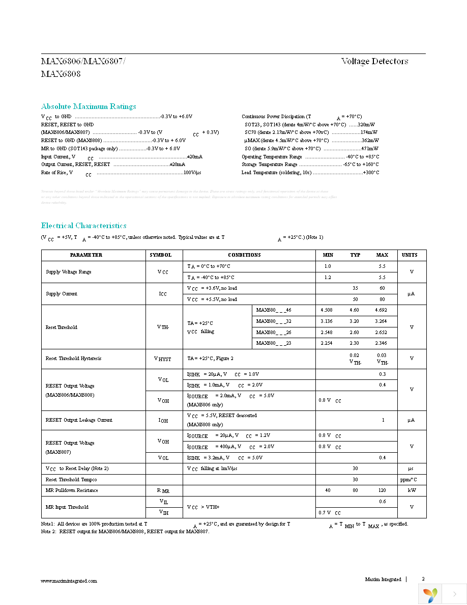 MAX6808UR46+T Page 2