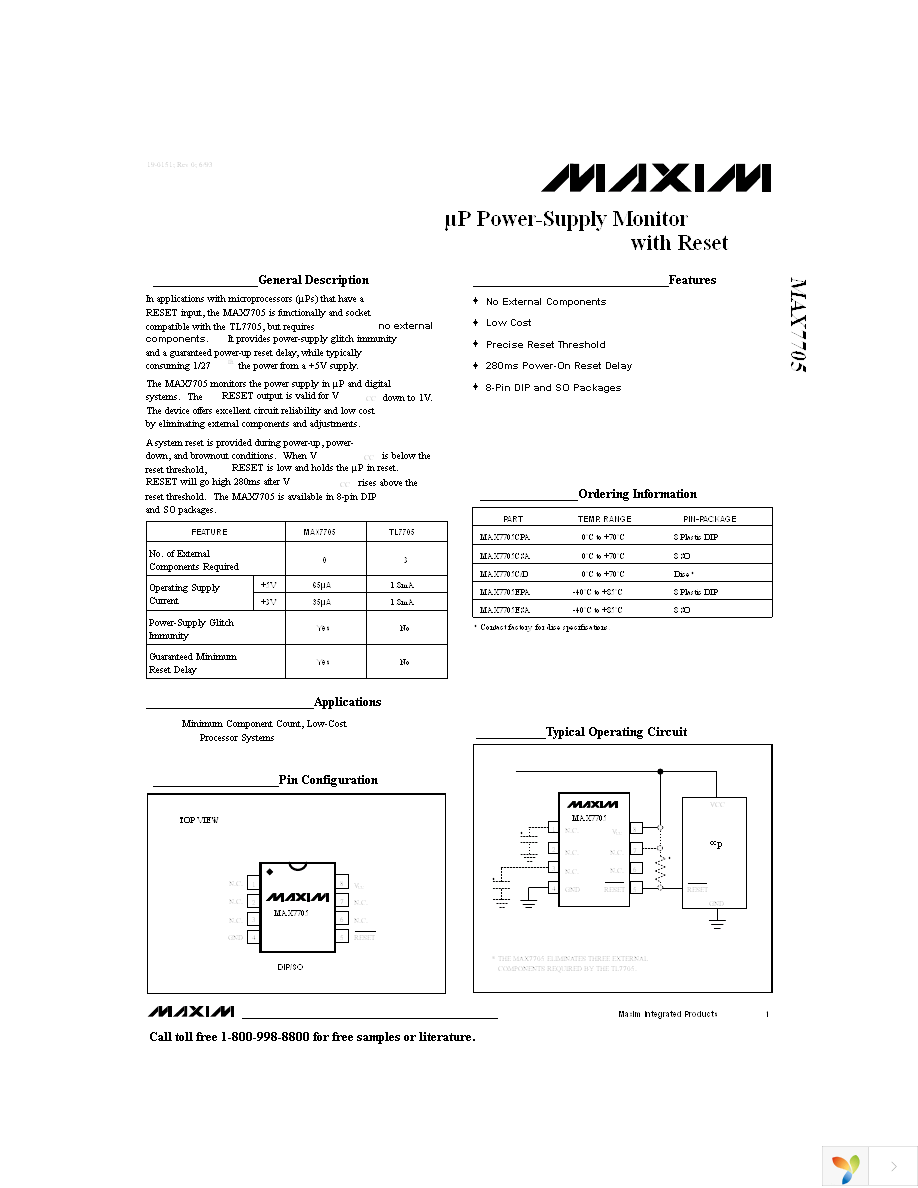 MAX7705ESA+ Page 1