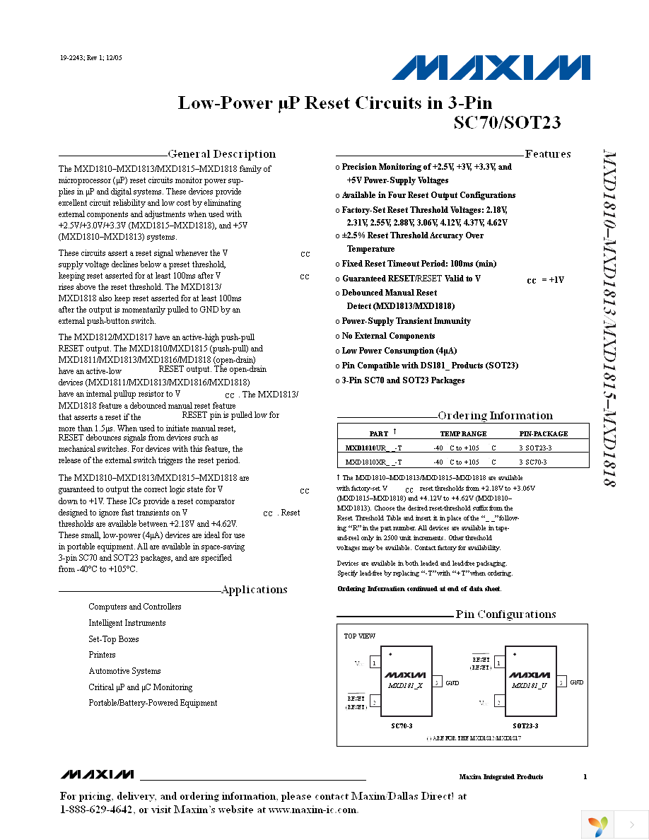 MXD1813UR41+T Page 1