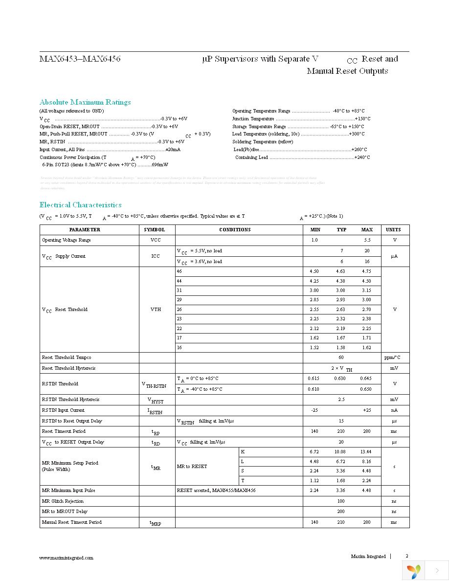 MAX6456UT26S+T Page 2