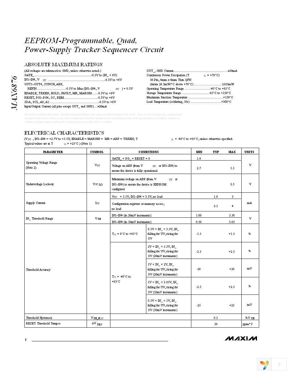 MAX6876ETX+T Page 2