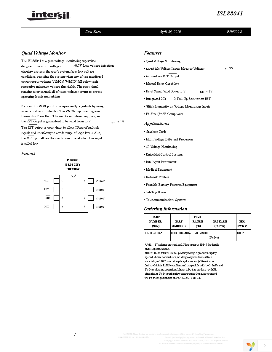 ISL88041IBZ-T Page 1