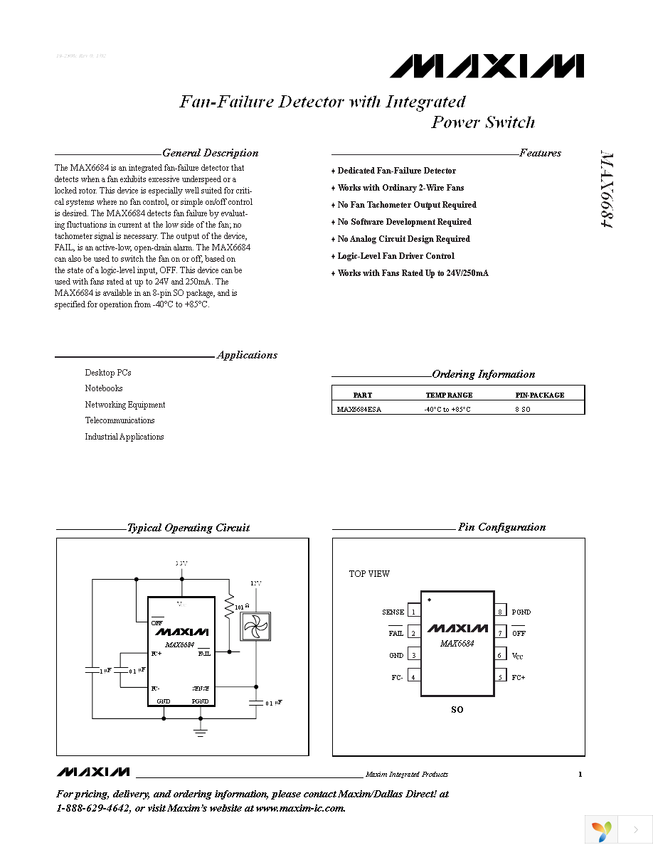 MAX6684ESA+T Page 1