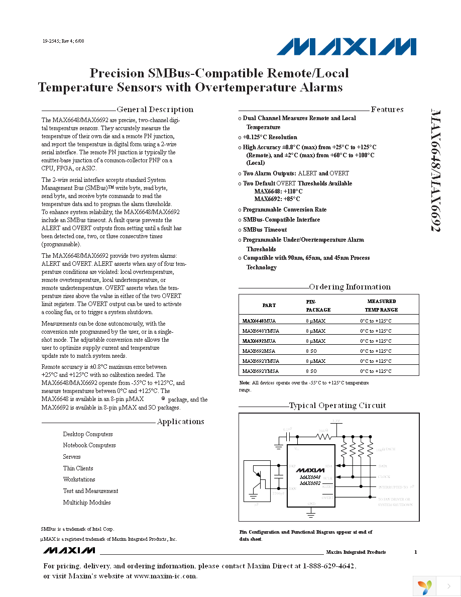 MAX6648MUA+ Page 1