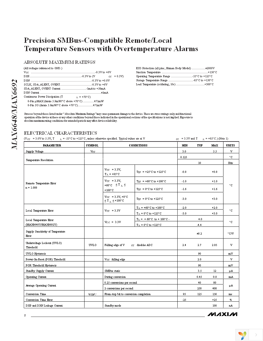 MAX6648MUA+ Page 2