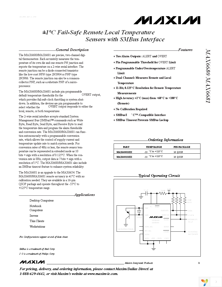 MAX6680MEE+ Page 1