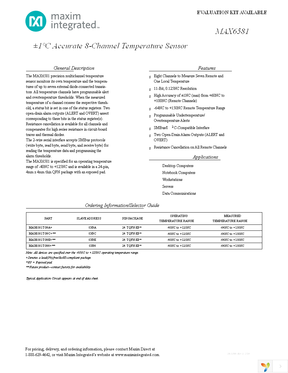 MAX6581TG9E+ Page 1