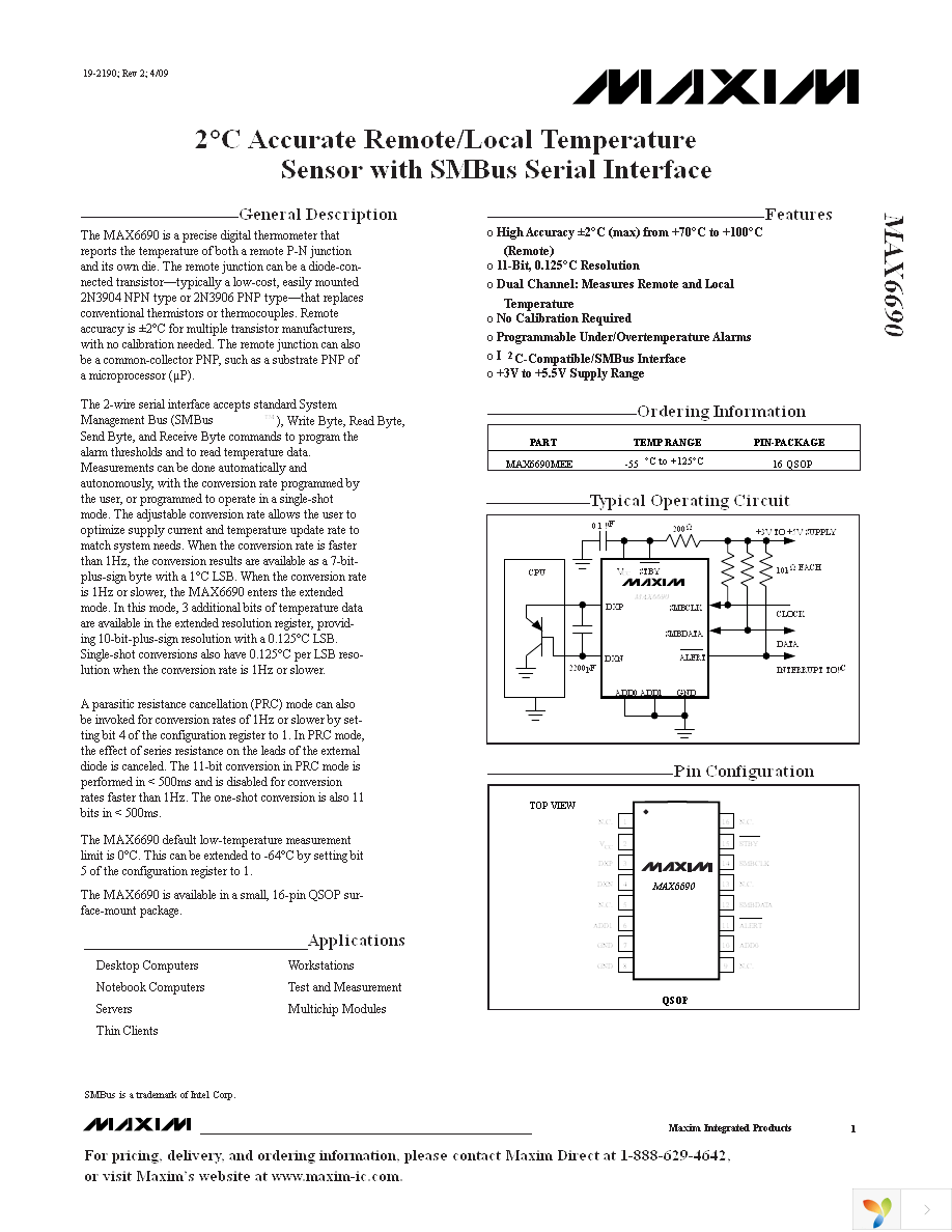 MAX6690YMEE+T Page 1