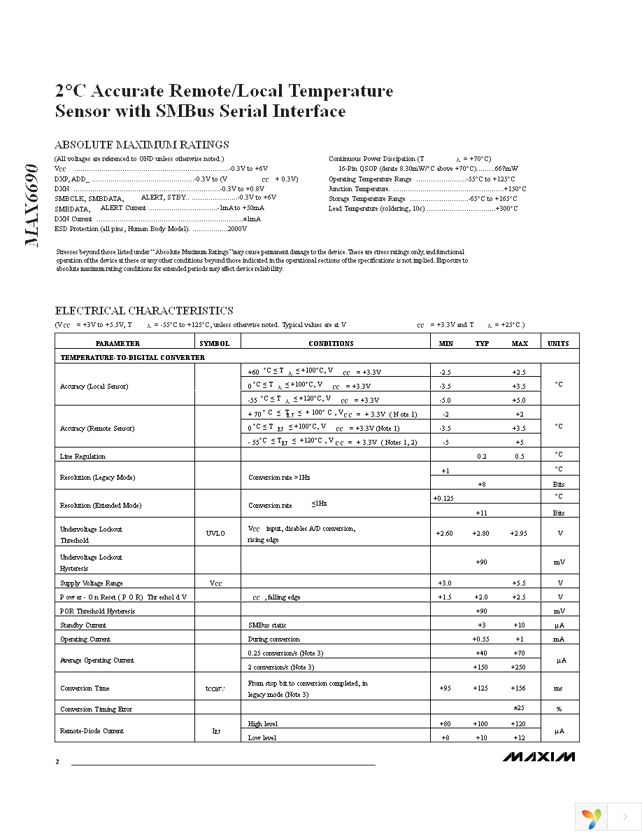 MAX6690YMEE+T Page 2