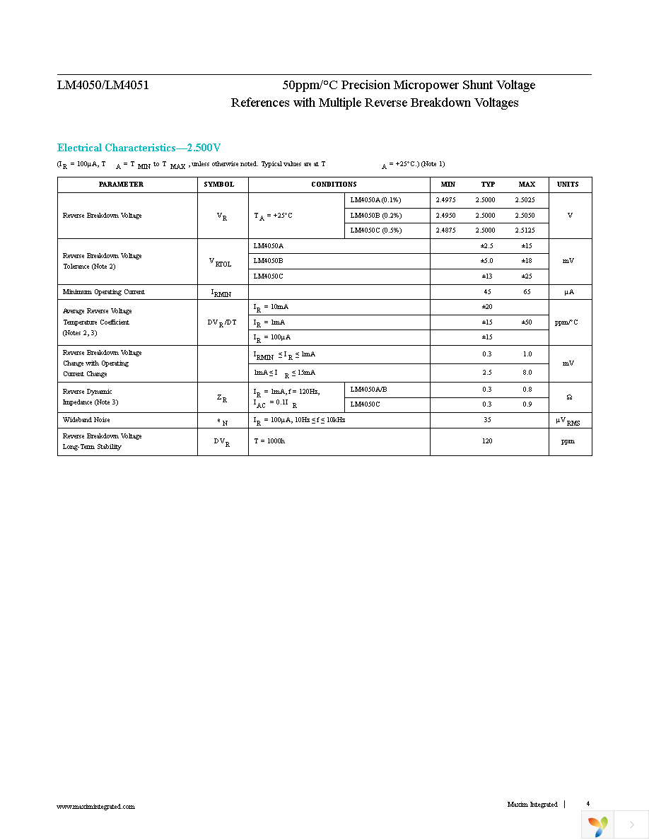 LM4050AEM3-2.1+T Page 4