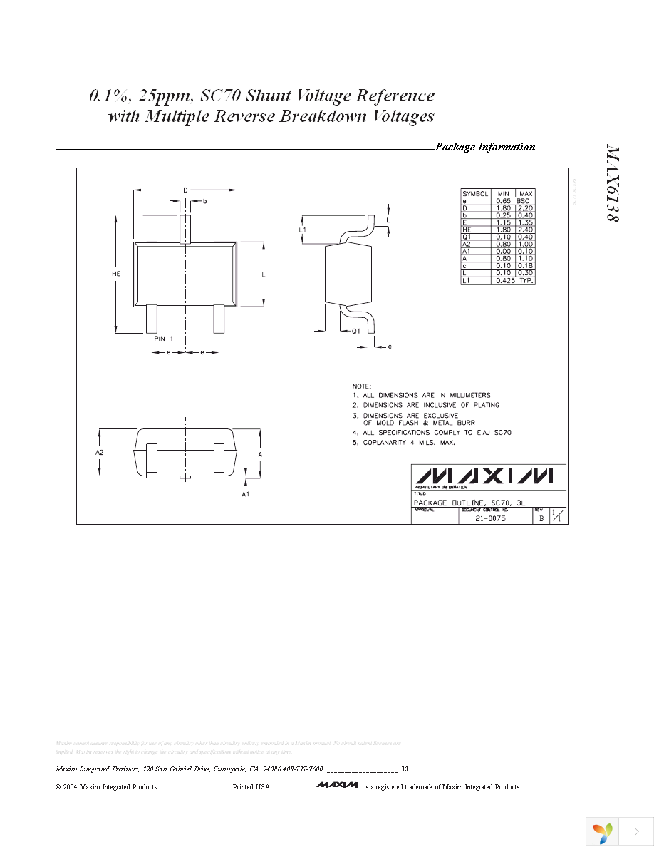 MAX6138AEXR50+T Page 13