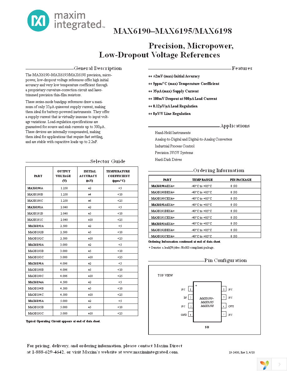 MAX6192BESA+ Page 1